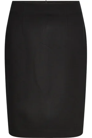 MANGO Pencil Skirt With Rome-Knit Opening Polvipituinen Hame Black