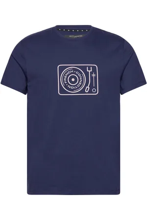 French Connection Turntable Graphic Tee Tops T-shirts Short-sleeved Navy