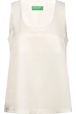 Benetton Tank-Top Tops Blouses Sleeveless Cream