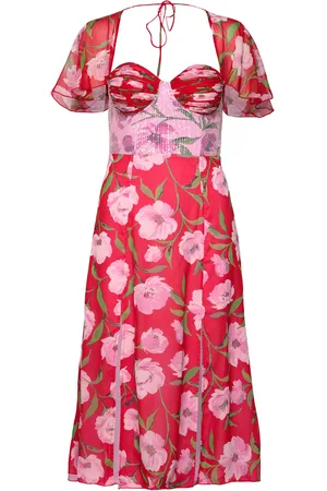 ROTATE Printed Midi Dress Designers Knee-length & Midi Red