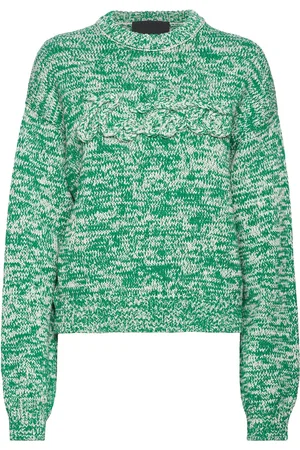ROTATE Round Neck Knit Jumper Designers Knitwear Jumpers Green