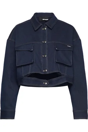 ROTATE Stretch Cropped Jacket Farkkutakki Denimtakki Navy