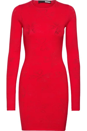 ROTATE Pointelle Knit Mini Dress Lyhyt Mekko Red