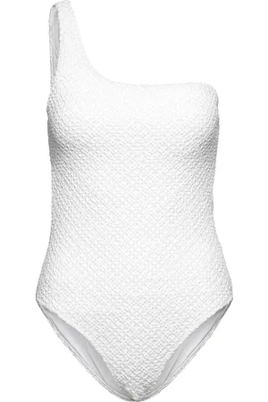 MANGO Asymmetrical Textured Swimsuit Uimapuku Uima-asut White