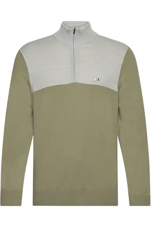 J Lindeberg Jeff Knitted Sweater Designers Knitwear Half Zip Jumpers Khaki Green