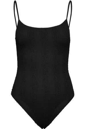 MANGO Textured Swimsuit Uimapuku Uima-asut Black