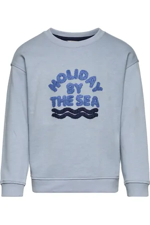 MANGO Textured Message Sweatshirt Tops Sweat-shirts & Hoodies Sweat-shirts Blue