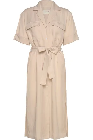 GANT Rel Pocket Ss Shirt Dress Polvipituinen Mekko Beige