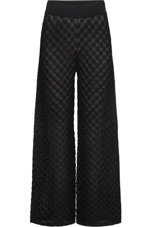 By Malina Alissa Knitted Pants Designers Trousers Wide Leg Black