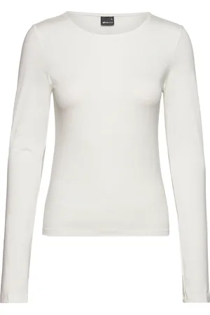 Gina Tricot Soft Touch Crew Neck Top Tops T-shirts & Tops Long-sleeved White