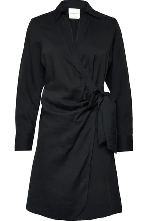 GANT Slim Wrap Shirt Dress Polvipituinen Mekko Black