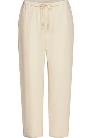 MANGO 100% Linen Trousers Bottoms Trousers Linen Trousers Beige