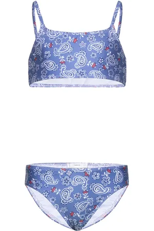 MANGO Floral Print Bikini Bikinit Blue