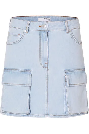 SELECTED Slfhazel Mw Light Ice Blue Denim Skirt Lyhyt Hame Blue