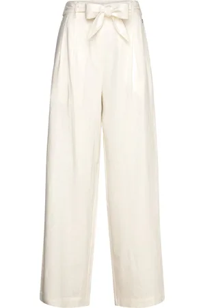 Tamaris Cognin Wide Linen Pants Bottoms Trousers Linen Trousers Cream