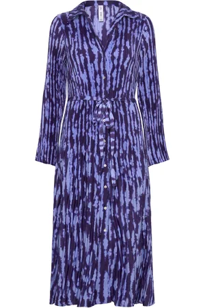 MANGO Belt Shirt Dress Polvipituinen Mekko Blue