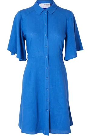 SELECTED Slfgulia 2/4 Short Shirt Dress D Polvipituinen Mekko Blue