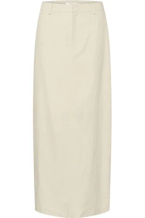 Gestuz Lizagz Linen Hw Skirt Pitkä Hame Cream