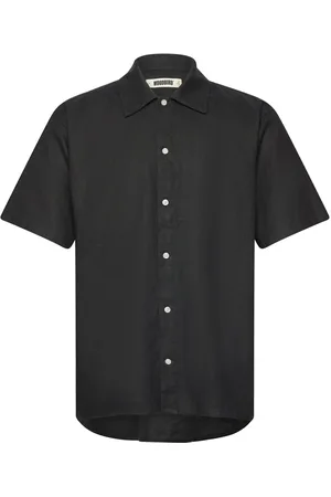 Woodbird Wbbanks Linen Shirt Designers Shirts Short-sleeved Black