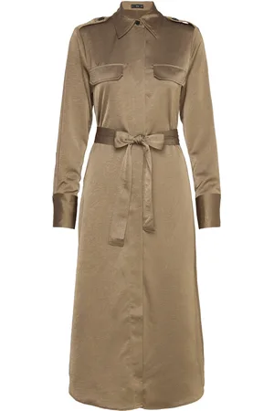 MANGO Satin Shirt Dress Polvipituinen Mekko Green
