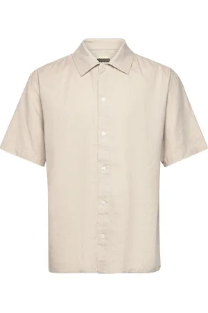 Woodbird Wbbanks Linen Shirt Designers Shirts Short-sleeved Beige