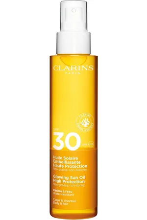 Clarins Glowing Sun Oil High Protection Spf30 Body & Hair Aurinkorasva Vartalo Nude