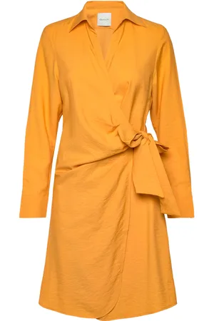 GANT Slim Wrap Shirt Dress Polvipituinen Mekko Yellow