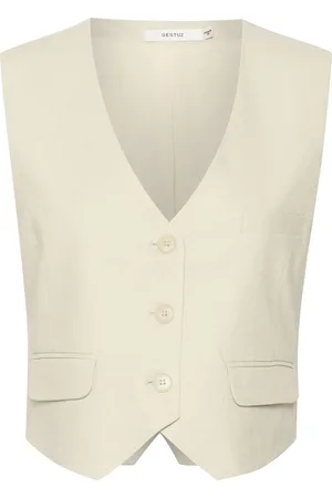 Gestuz Lizagz Linen Waistcoat Tops Blouses Sleeveless Cream