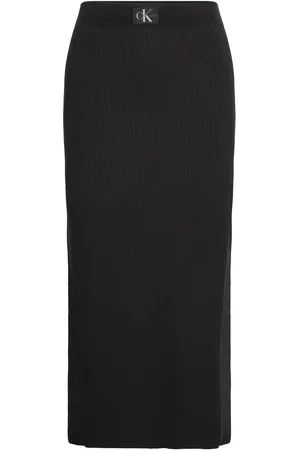 Calvin Klein Woven Label Sweater Skirt Pitkä Hame Black