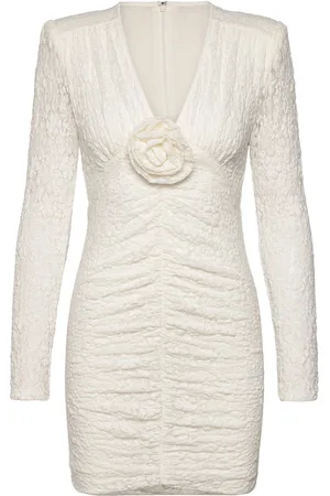 ROTATE Lace Mini V-Neck Dress Lyhyt Mekko Cream