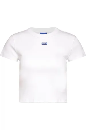 Hugo Blue Baby Tee_B Tops T-shirts & Tops Short-sleeved White