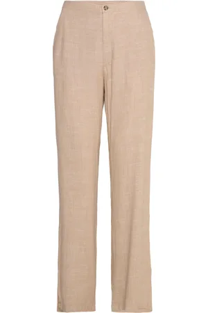 Freequent Fqluigi-Pants Bottoms Trousers Linen Trousers Beige