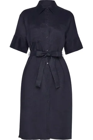 GANT Rel Linen Ss Shirt Dress Polvipituinen Mekko Navy
