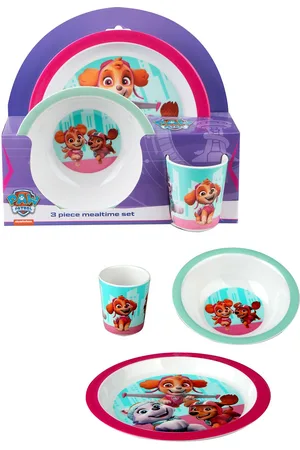 Barbo Toys Paw Patrol 3 Pcs Mealtime Set - Pink Home Meal Time Dinner Sets Multi/patterned