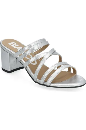 Bianco Biabelle High Heeled Mule Metallic Leather Korolliset Sandaalit Silver