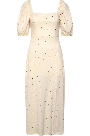 Gina Tricot Puff Sleeve Midi Dress Polvipituinen Mekko Cream
