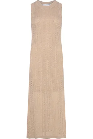 SELECTED Slfhennah Sl Knit Dress Polvipituinen Mekko Gold