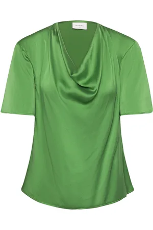 Dante 6 D6Keswick Silk Drapey Top Tops T-shirts & Tops Short-sleeved Green