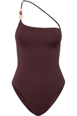 MANGO Asymmetrical Swimming Costume With Beads Uimapuku Uima-asut Brown