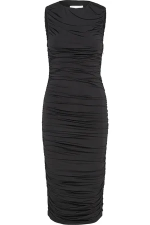 By Malina Katherine Draped Jersey Midi Dress Polvipituinen Mekko Black