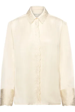 By Malina Naomi Embroidery Detailed Shirt Tops Shirts Long-sleeved Cream