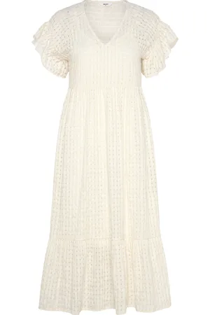 Object Objvita S/S Long Dress Rep Polvipituinen Mekko Cream