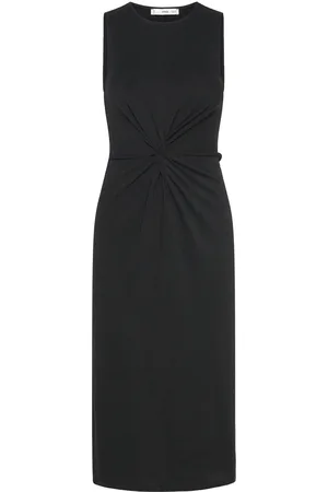 MANGO Knotted Cotton Dress Polvipituinen Mekko Black