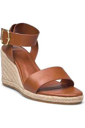 MANGO Wedge Buckle Sandals Kiilakorkokengät Brown