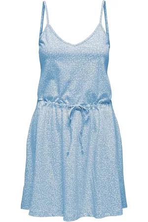 ONLY Onlmay Life Singlet V-Neck Dress Jrs Dresses Slip Dresses Blue