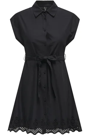 ONLY Onllou Life Emb S/S Shirt Dress Ptm Lyhyt Mekko Black