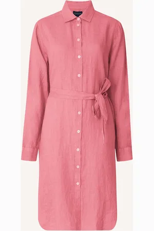 Lexington Isa Linen Shirt Dress Polvipituinen Mekko Pink