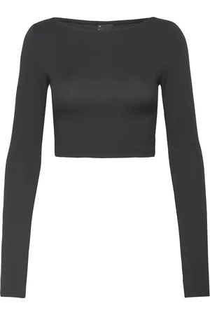 Gina Tricot Soft Touch Cropped Top Tops Crop Tops Long-sleeved Crop Tops Black