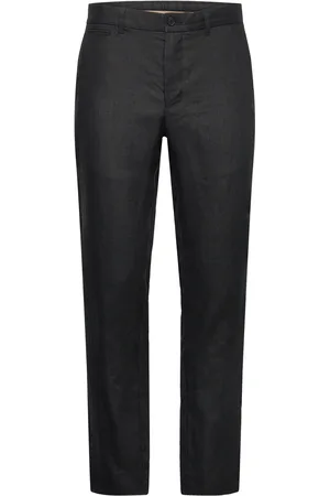 MANGO Slim-Fit 100% Linen Trousers Bottoms Trousers Linen Trousers Black