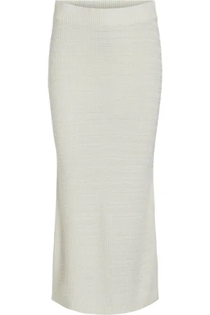 VILA Vimargot Midi Knit Skirt/Ln Polvipituinen Hame White